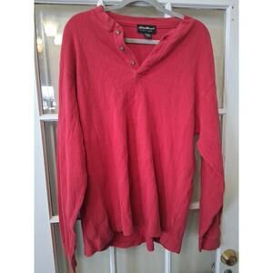 Eddie Bower Men’s Favorite Thermal Henley Sz XL  Red Outdoor Base layer I1